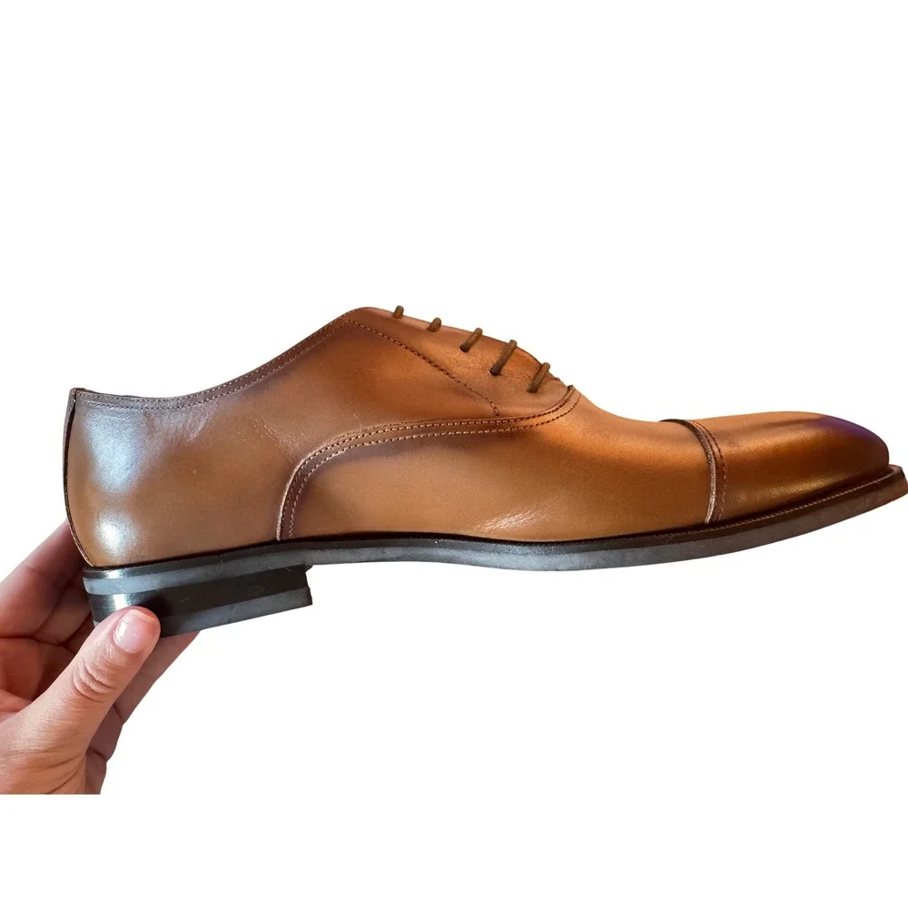 To Boot New York Adam Derrick Tan Southpoint Cap Toe Oxford Shoes Italy 11.5 M